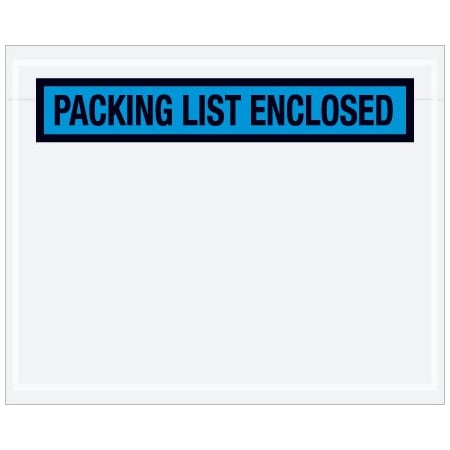 Bsc Preferred 4-1/2 x 5-1/2'' Blue Panel-Face ''Packing List Enclosed'' Envelopes, 1000PK PL454